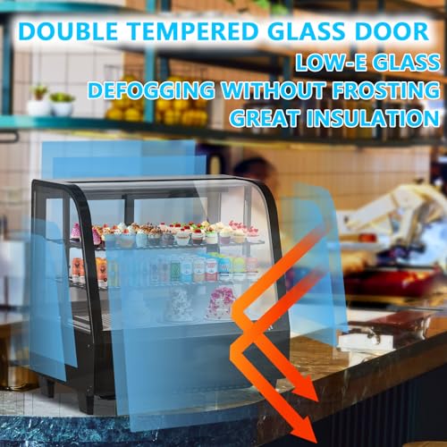 Image of GarveeLife Commercial Display Refrigerator, 3.5 Cu.Ft. Pastry Display Case for Bakery with LED, Frost-Free, Sliding Door, Commercial Fridge Display Case for Cafe and Restaurant, 4-Tier Design, Black