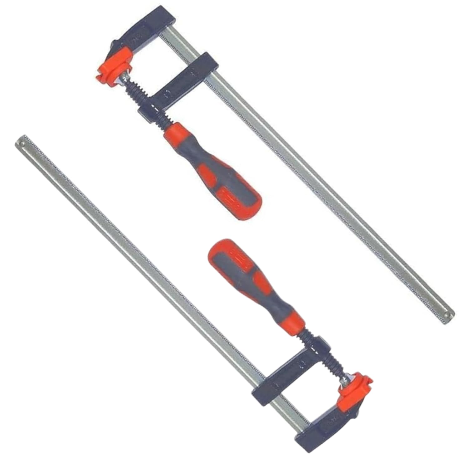 2 Pack F Clamps Bricklaying Metalwork 600mm / 24" Inch Heavy Duty Wood Clamps For Woodwork F Clamp Soft Grips Quick Slide Mechanism Woodworking Carpentry Tools And Equipment