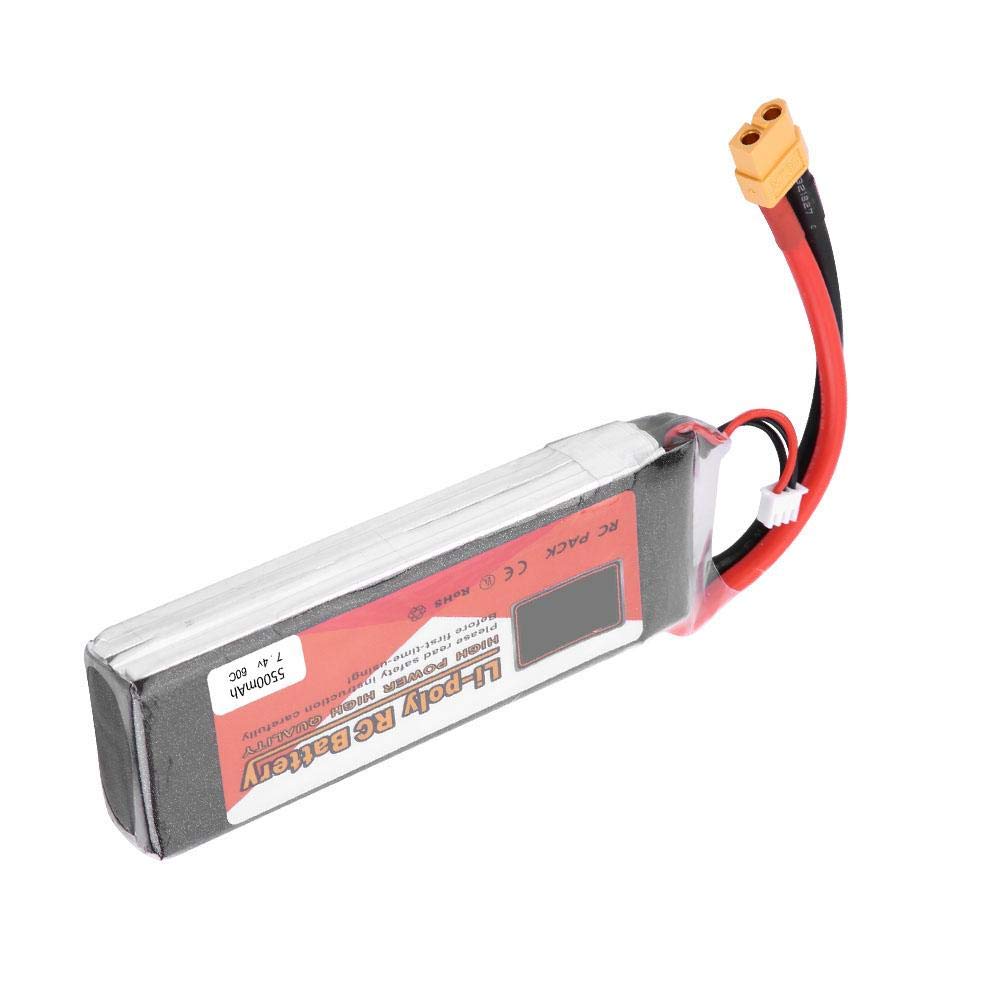 Batería LiPo, ZOP Power 2S 7.4V 6000mAh 5000mAh 4500mAh 5500mAh Batería LiPo Recargable con Enchufe XT60(5500mah)