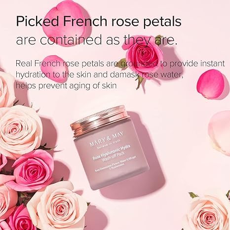 Mary&May Vegan Rose Hyaluronic Hydra wash off Mask Special Set, Cream Caly Mask for Moisturizing Pore Purifying - Image 4