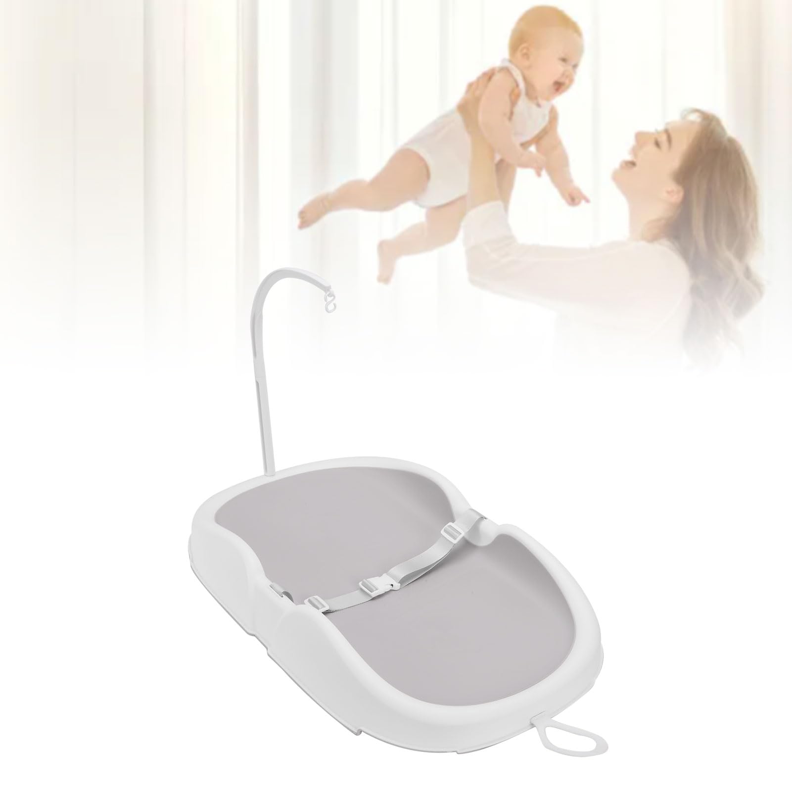 Sxhlseller Fasciatoio Portatile |Stazione Multifunzionale per il Bagnetto e il dei Pannolini dei Neonati, Fasciatoio in Plastica Salvaspazio per la Cura dei Neonati Beige (Bianco grigio)