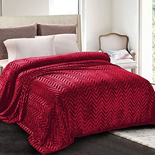 Whale Flotilla Flannel Fleece Fall Bed Blanket Twin XL Size, Red