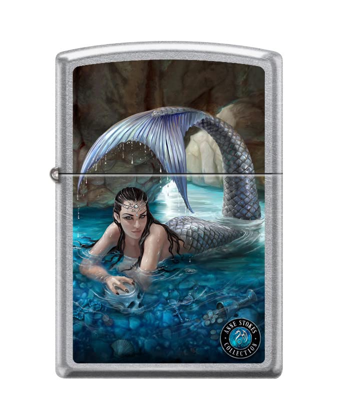 Zippo Lighter -for Anne Stokes Ocean Water Mermaid Fantasy Treasure Skulls Jewels Headdress Street Chrome Windproof Lighter Z5360