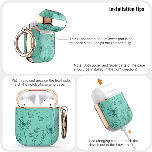 Image of wenew for AirPod Case AirPods 1st & 2nd Generation Hard Case Cover with Keychain for Women Men (Pine Green)