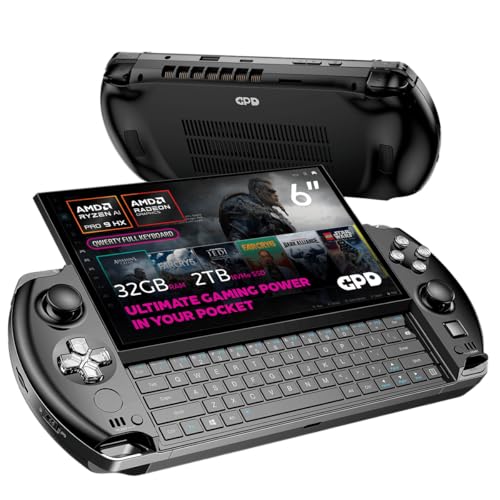 GPD Win 4 2025 Handheld Gaming PC mit AMD Ryzen AI 9 HX 370, 12C/24T, 5.1GHz, Radeon 890M, 32GB LPDDR5X RAM, 2TB SSD, 6“ 1080P Display, OcuLink Schiebetastatur mit Hintergrundbeleuchtung