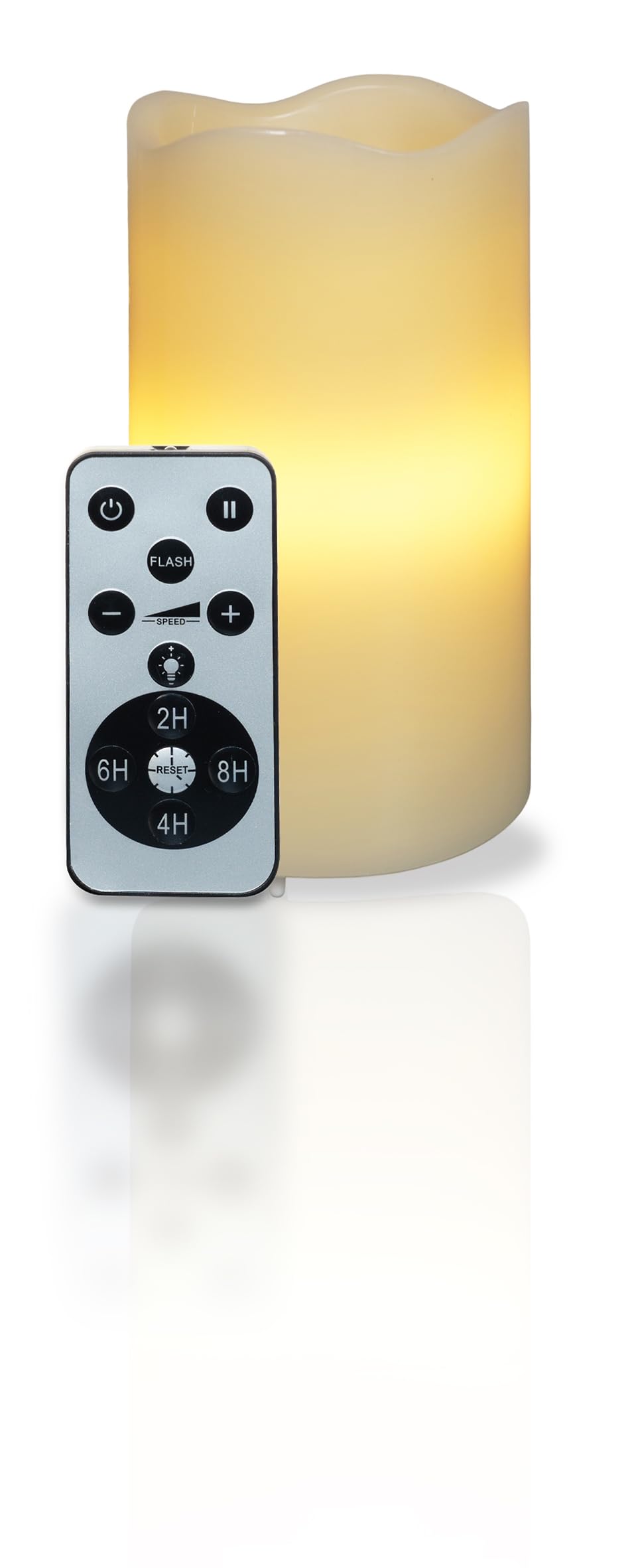 St Helens LED Candle Star Projector - White - Flameless Artificial Candle with Remote Control & Timer