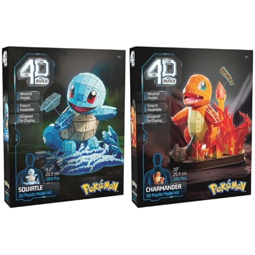 4D Build - Pack 2 Puzzles 3D: Pokémon Squirtle + Charmander, +12 Años