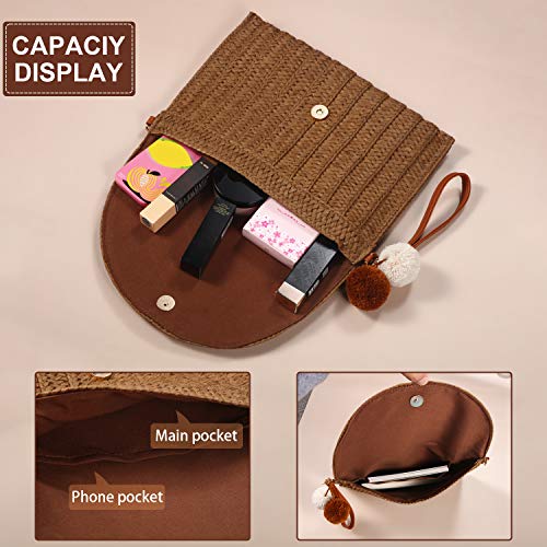 Image of Frienda Straw Purses for Women Straw Clutch Crossbody Bag Summer Beach Shoulder Bag Woven Envelope Wallet Handbags