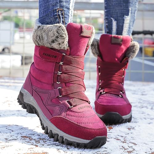 Women's Winter Fashion Thickening Warm Lace Up Solid Color Snow Boots Non Slip Comfortable Boots Tall Winter Boots Women3
