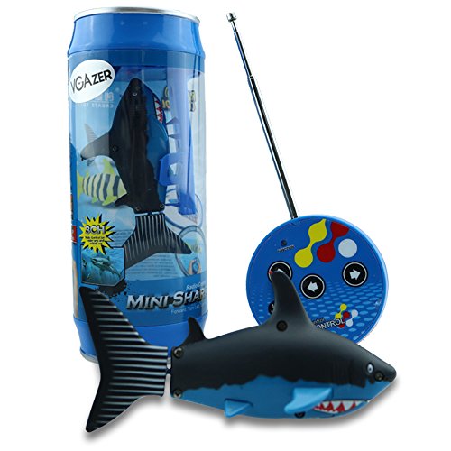 VGAzer Mini Radio Remote Control Rechargeable Funny Cute Shark Swim in Water RC Fish Electronic Toy for Kids (Black)