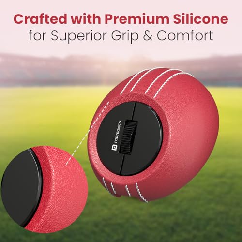 Image of Portronics ToadPlay Cricket Mini Wireless Bluetooth Mouse with Dual Wireless Connectivity (BT + 2.4 GHz), Rechargeable Battery, Noise-Free Clicking, Multi-Device Pair, Adjust Sensitivity (Red)