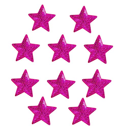 Ximkee Pack Of 10 Shiny 5 Star Sequins Sew Iron On Applique Embroidered Patches-Rose #TOP3