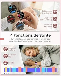 NAIXUES Montre Connectée Femme avec Appel Bluetooth, 1.39" HD Smartwatch Santé Au Féminin, 120+ Modes Sportifs, Sommeil, Fréquence Cardiaque, SpO2, Calories IP68 Podometre Android iOS Or Noir