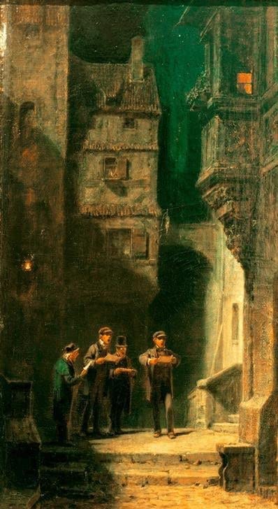 Impression d'affiches le Quatuor de Carl Spitzweg toile décoration 60x90