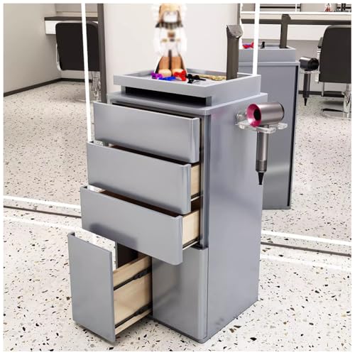 Gabinete organizador de herramientas de belleza, estación de salón de 4 niveles que ahorra espacio para estilistas y barberos, solución de almacenamiento eficiente
