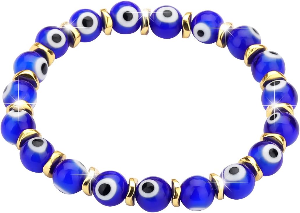Evil Eye Bracelets for Women Protect 8mm ojo Glass Beaded Protection Stretch Braclet Jewelry - Image 3