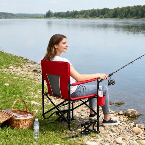 PROHIKER Silla Plegable para Camping Exterior PR-ZHJM018-RD Rojo miniatura 2