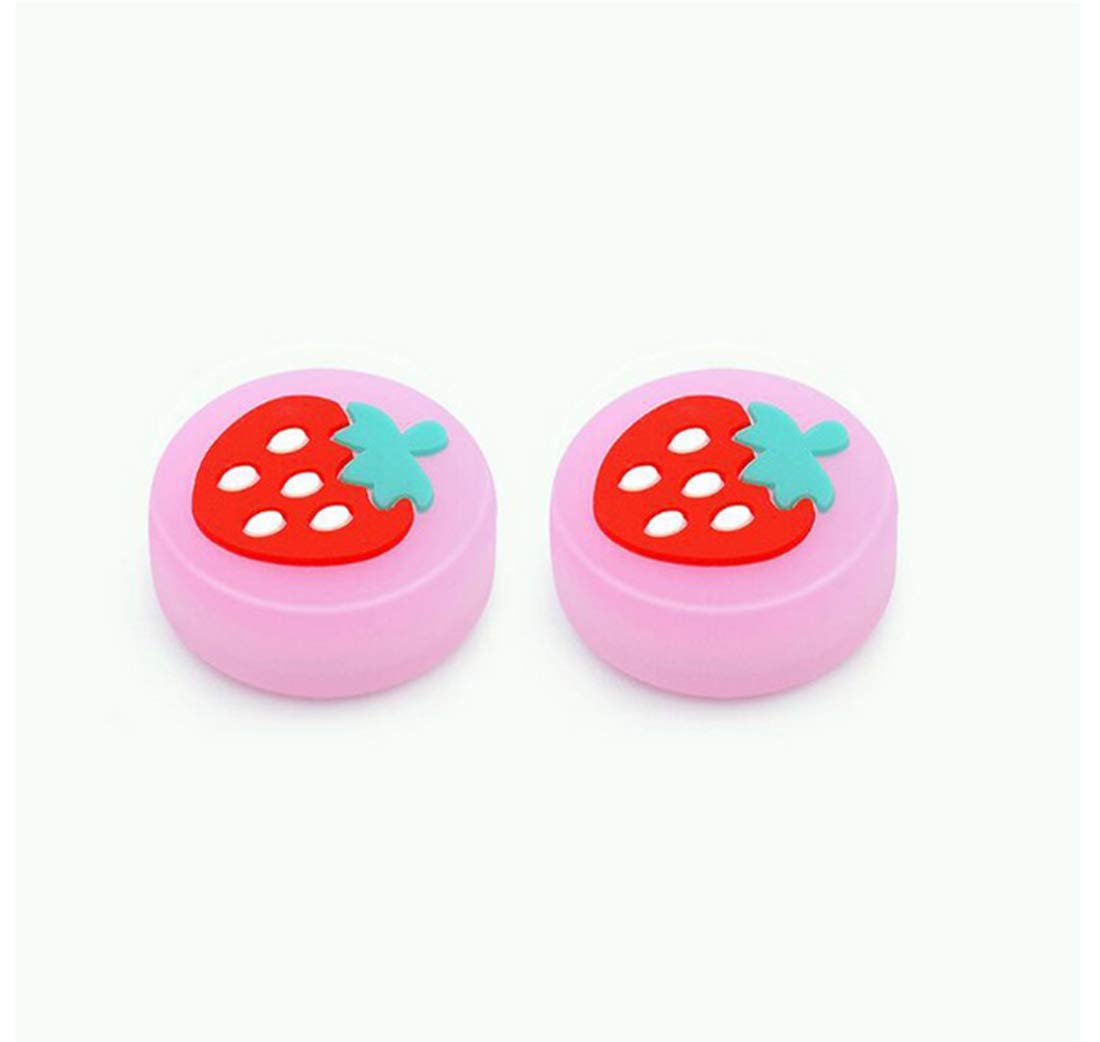 Luminous Thumb Stick Grips Caps Analog Thumb Grips Caps Joystick Covers for Switch Lite for NS JC Controlle (Strawberry -Pink)