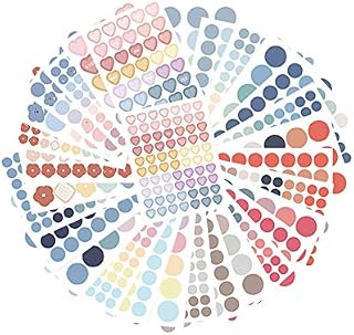 30 Sheets Cute Washi Tape Set With 3 Sizes, 1200 PCS Round Color Coding Circle Dot Sticker Labels, Multi-Styling Round Sticker for Planners, Scrapbook, DIY Crafts, Gift Decoration (10 Models)