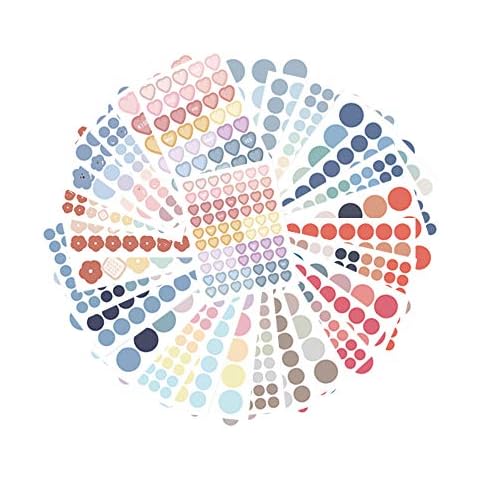 NO/A 30 Sheets Cute Washi Tape Set with 3 Sizes, 1200 PCS Round Color Coding Circle Dot Sticker Labels, Multi-Styling Round Sticker for Planners, Scrapbook, DIY Crafts, Gift Decoration (10 Models) Cover