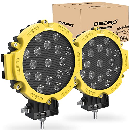 Image of OEDRO 7 Inches 51W 5100LM LED Light Pods, Round Spot Light Pod Off Road Driving Lights Fog Bumper Roof Light Fit for Boat, SUV, Truck, Hunters, Motorcycle