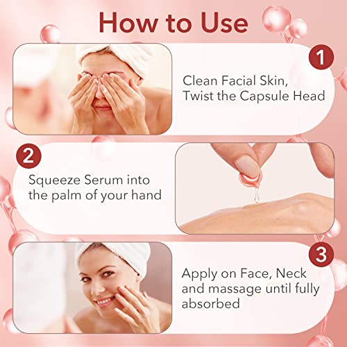 Dark Spot Remover For Face，Umeantobee Anti Aging Serum Capsules For Face, Moisturizer Reduces Wrinkles Brighten Nourishes Skin Face Serum For Women 30 Capsules Pink #TOP4