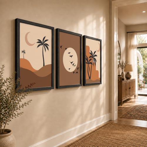 Image of NoWorries Coconut palm tree nature wall paintings for living room /Wall hangings for home decor, Wall art framed poster art prints (Theme-minimal) multicolor frame (Art-16, 17x25inch)
