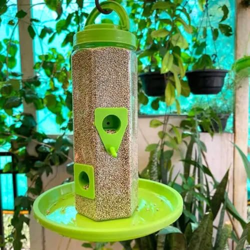 Image of 900g Seed Container Bird Feeder Tower | Hanging for Balcony, Window, Garden | Outdoor Plastic Bird Food Feeder Seed Container for Sparrows, Finches, Budgies (Pack of 01)
