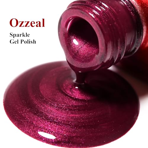 Esmalte de uñas gel Ozzeal rojo con brillo miniatura 7