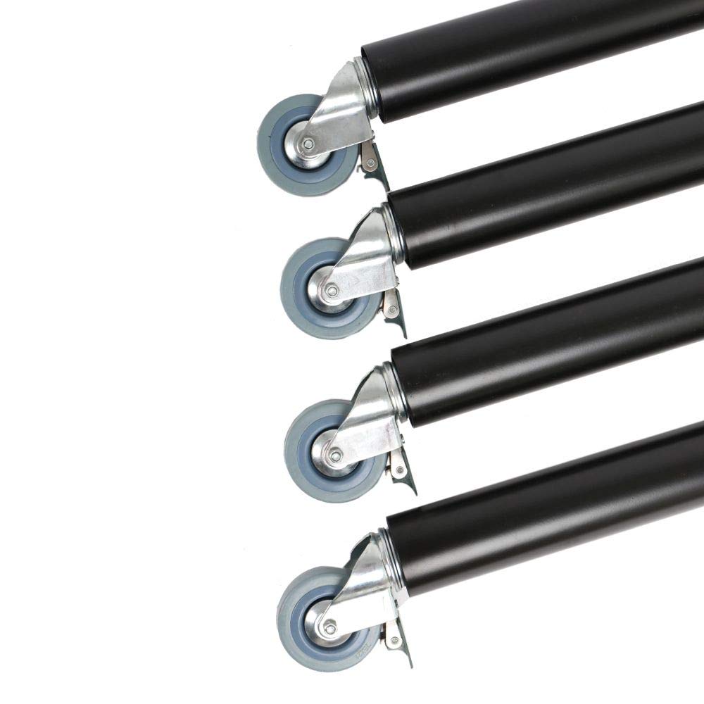 Lot de 4 pieds de table à roulettes Avec freins 710 x Ø 60 mm noir