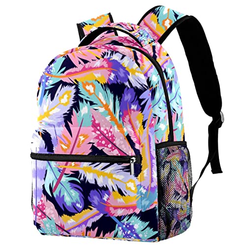 Sac à dos voyage anti-fuite eau motif plumes bohème fille garçon Campus