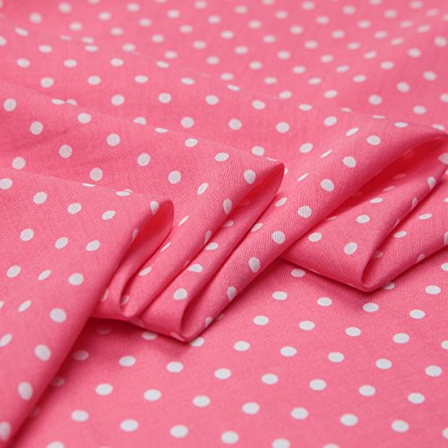 Generic Retro Style Mini Polka Dots Silk Blends Cotton Blends Linen Fabric Pink Color Very Soft Feeling 51.96