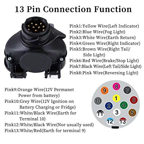 Woola 12V Trailer Caravan Converter Socket 13pin To 7pin Towing Adapter,13 Pin Plug To 12N & 12S 7 Pin Sockets For Car Trailer RV Caravan Accessories