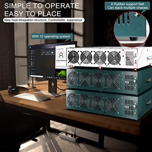 Vtretu Ethereum Mining Rig System,Complete Etc Crypto Miner With Windows10,Including 8Gpu Mining Motherboard,2000W Power Supply(110V-264V),Cpu,Ssd,8G Ram,Psu Computer Case Mining Machine（Without Gpu #TOP1