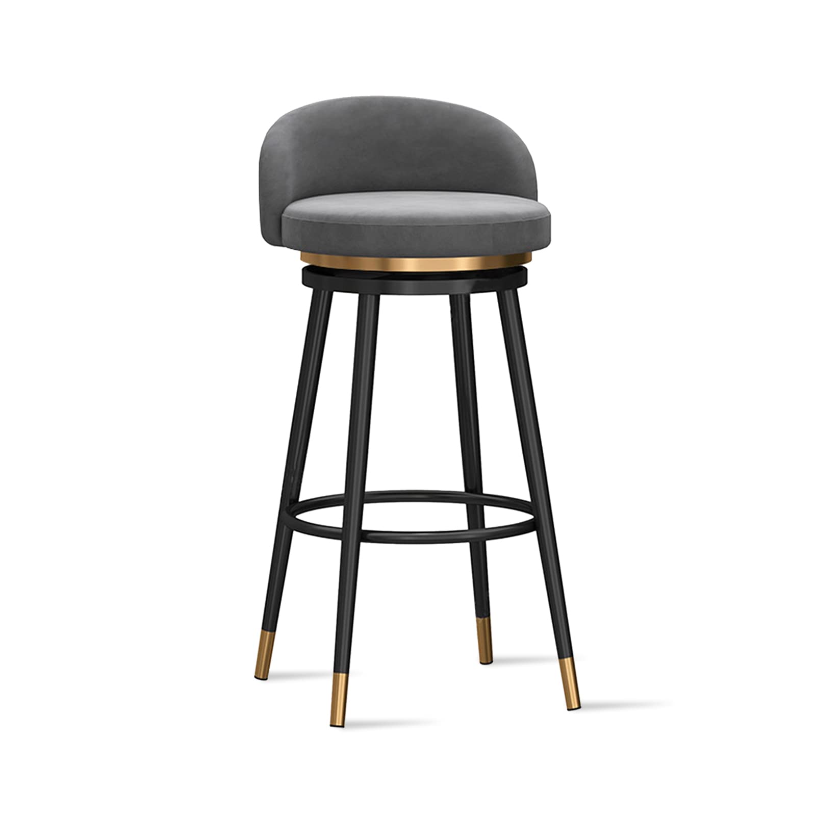 IUokLU Velvet Barstools with Back Modern Kitchen Stools for Breakfast Bar Upholstered Swivel Counter Chair for Kitchen Island 1 PCS(Grey-1 PCS)