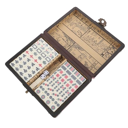 Set portátil de Mahjong chino con fichas grabadas miniatura 1