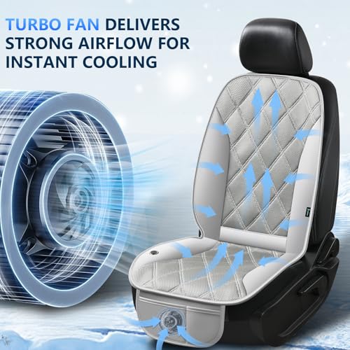 Image of FLORICH Cooling Car Seat Cushion Front Seat Ventilated Car Seat Cover 2-Hours Auto Off Cooling Mat for Car Seats with 3-Speed Adjustable Universal Fit for 12V /24V Car SUV Truck Van for Summer, Gray