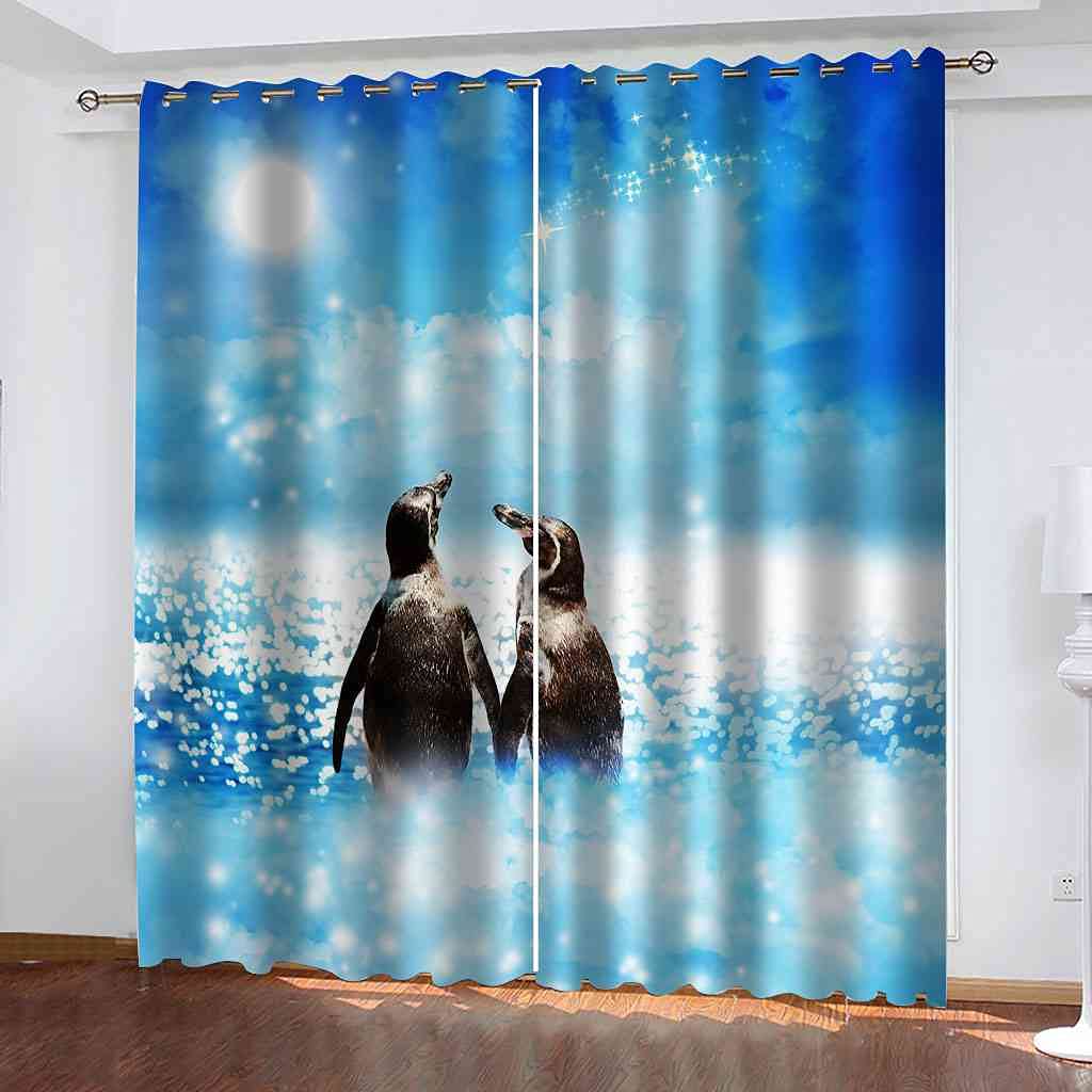 Rideau à oeillets pingouin décoration de fenêtre chambre enfant