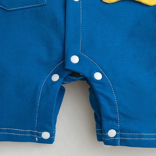 Image of Hopscotch Baby Boys Animal Print Short Sleeves Blue Rompers
