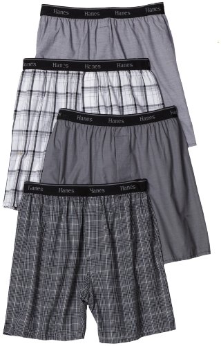 Hanes Ultimate Men's 4-Pack Classic Comfort Flex Waistband Woven Boxers Underwear