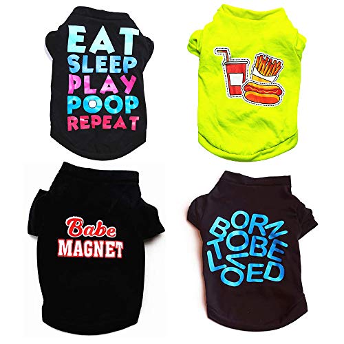 sensiya 4 Packs Summer Dog Shirt - Dog Clothes Movement Dog Tshirt Vest Soft and Thin - Dog Outfit for Small and Medium-Sized Pets - Four Styles and Four Styles Clothing (Medium)