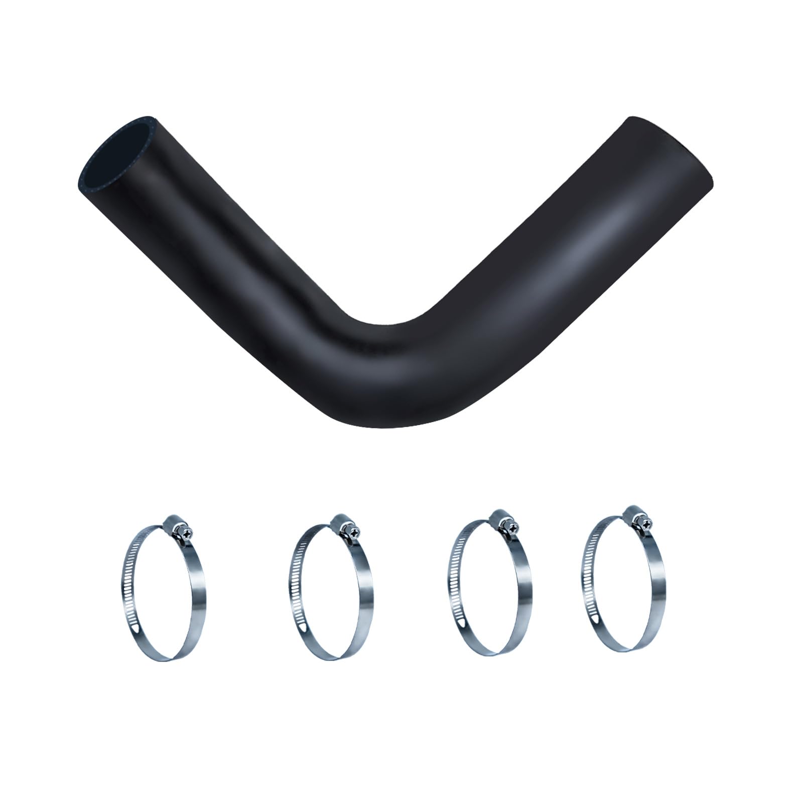 Manguera de cuello de llenado de combustible de gasolina de 15 7/8 pulgadas x 90 grados con 4 abrazaderas de repuesto (1.5 pulgadas de diámetro interior x 90 grados)