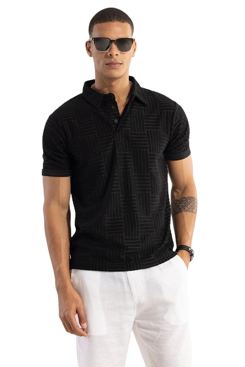 snitch Men T-Shirts | Textured Self-Design Slim Fit Polo T-Shirt | 100% Polyester, Buttoned Closure, Half Sleeve, Casual Wear, Street Wear, College Wear-picture-53