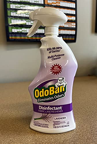 Image of OdoBan Ready-to-Use Disinfectant and Odor Eliminator, Set of 4 Spray Bottles, 32 Ounces Each, Lavender Scent