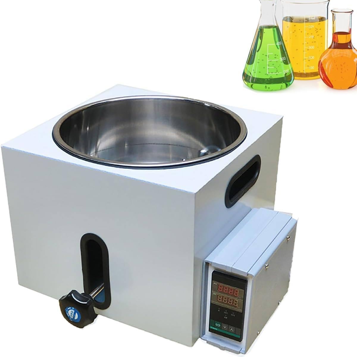 Baño María termostático digital, baño María de laboratorio tipo elevador, dispositivo de calentamiento digital de 2/3/5 l con revestimiento de acero inoxidable y control preciso de temperatura 3L