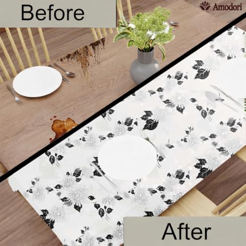 Image of Waterproof Dining Table Cover | PVC Table Protector | Dustproof Spill Proof Cover for Home & Kitchen (floral-20, 54x78 inches (4 Seater))