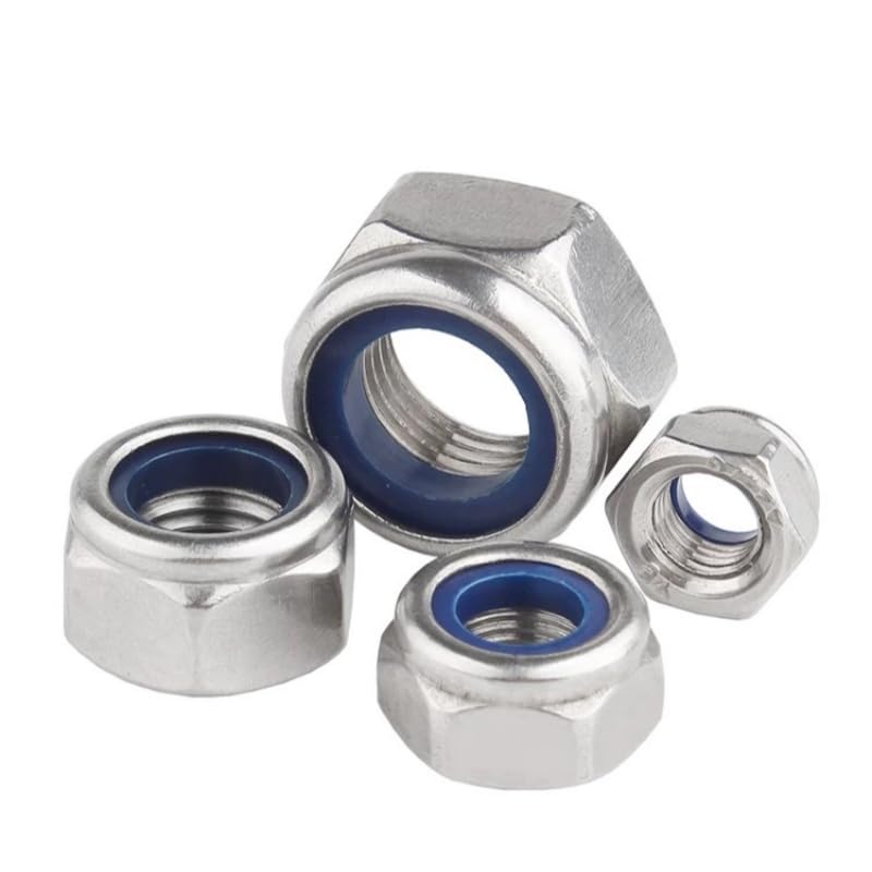 20Pcs M10 Lock Nuts, 304 Stainless Steel Nylon Insert Locknuts, Vibration & Corrosion Resistant, Self-Locking Hex Nuts for Automotive, Machinery & DIY