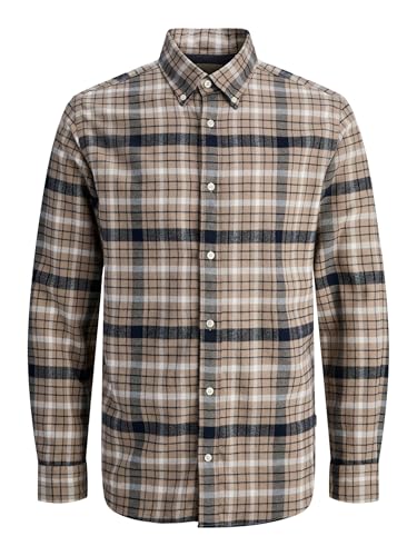 JACK & JONES Flannel Shirt Ch Jprblubarkley X-Mas L/S-Camiseta de Franela, marrón, XL para Hombre