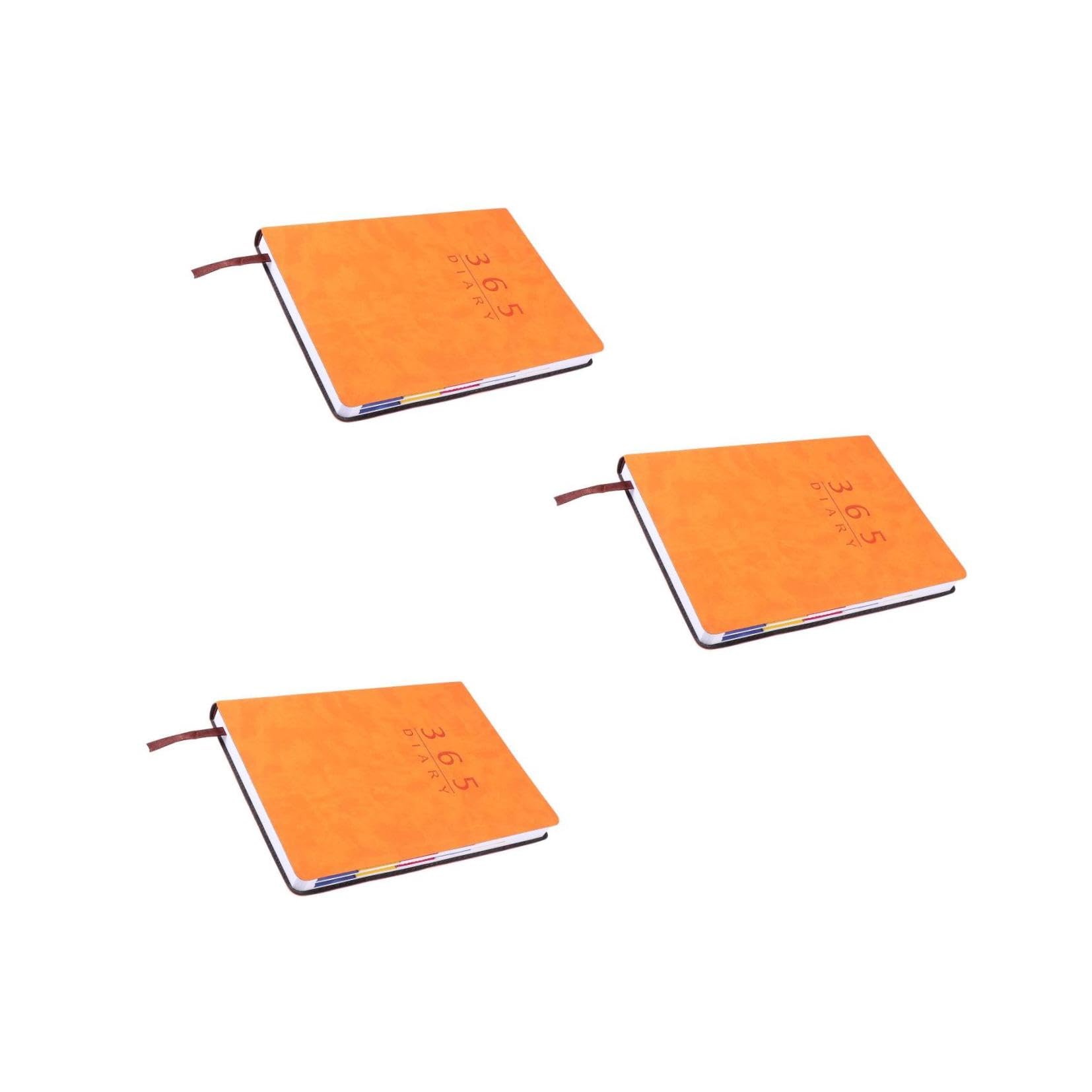 Lurrose 3 Pz materiale scolastico calendario dell'ufficio Taccuino dell'agenda settimanale agenda giornaliera - Notebook giornaliero cancelleria per studenti taccuini diario a5 Orange