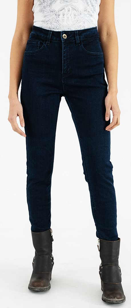 Rokker Rokkertech High Waist Blue Damskie spodnie tekstylne motocyklowe, ciemnoniebieski, 27